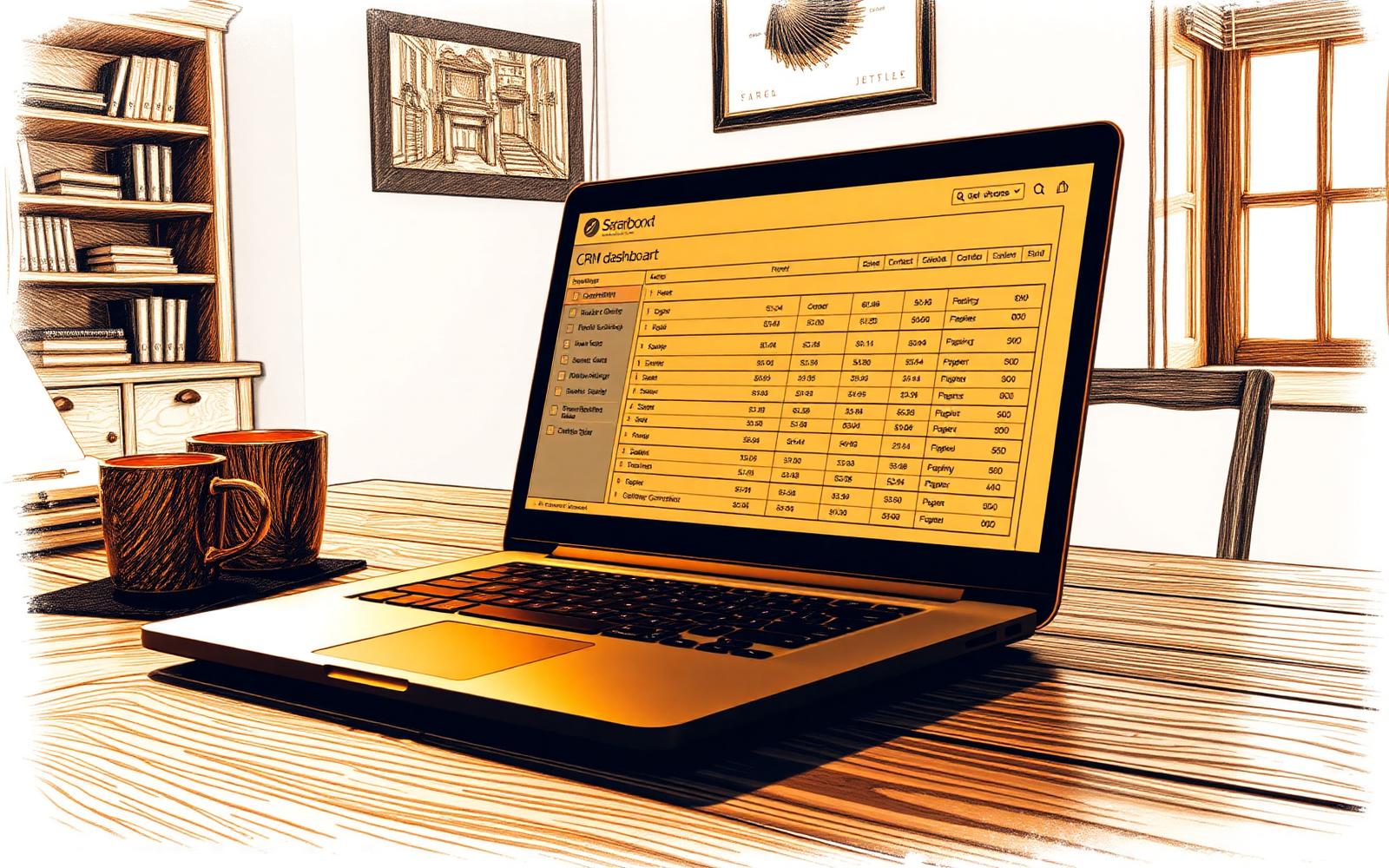 CRM dashboard with retail buyer pipeline on a laptop