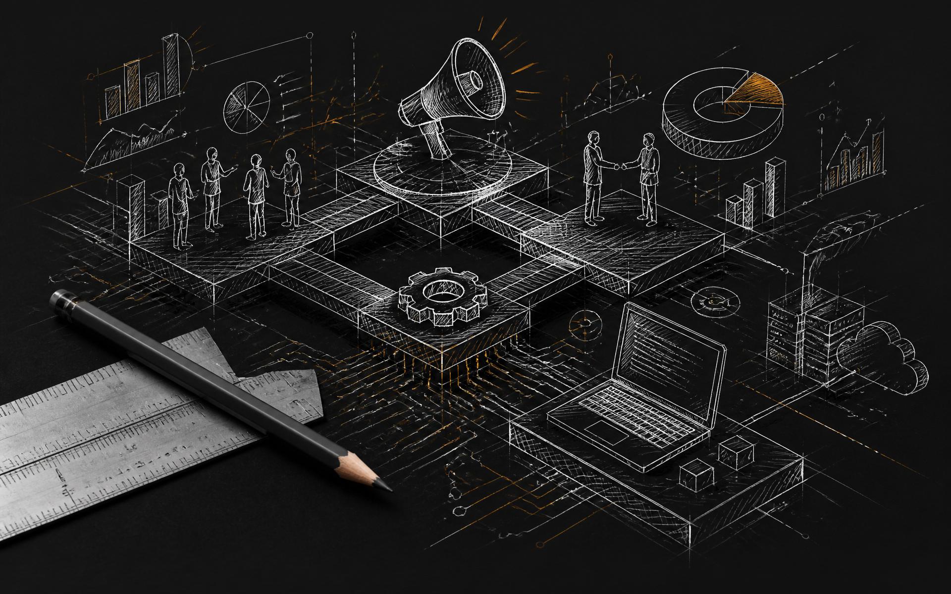 A sketched blueprint and roadmap resolving into a clear plan